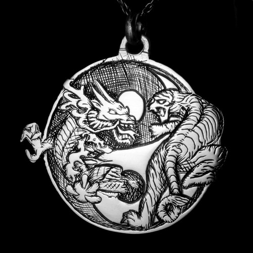 Dijes Tigre Y Dragon De Plata 925