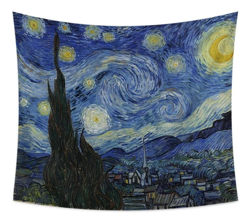 Lienzo Decorativo Fluorescente La Noche Estrellada Vangohg