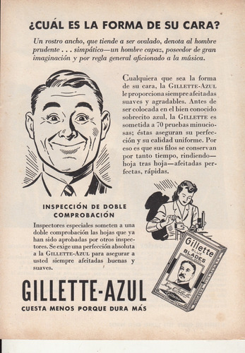 4 Hojas Publicidad Hojas De Afeitar Gillette Vintage Años 40