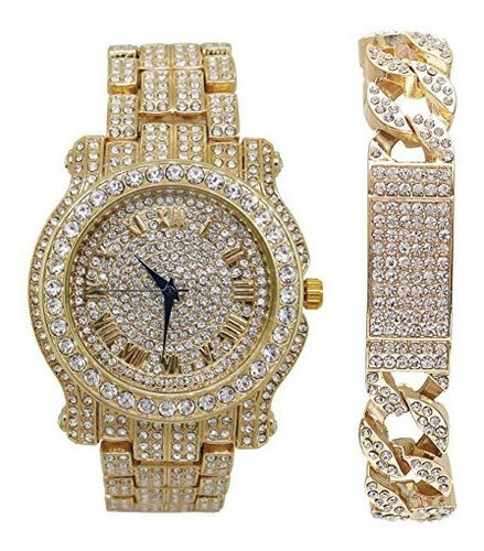 Bling-ed Out Round, Reloj De Oro Para Hombre De Lujo Con Bli