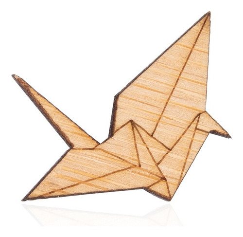 Pin Broche De Madera Grulla Origami Accesorio De Moda