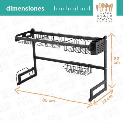 Imagen 5 de 10 de Escurridor Seca Platos Bacha Aluminio Inoxidable Organizador