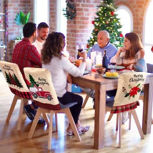 Funda Para Silla De Comedor Con Decoración Navideña De 3 Pie