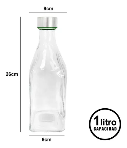 Botella de Agua 1lts - Proveedor de botella de vidrio de 1 litro con tapa