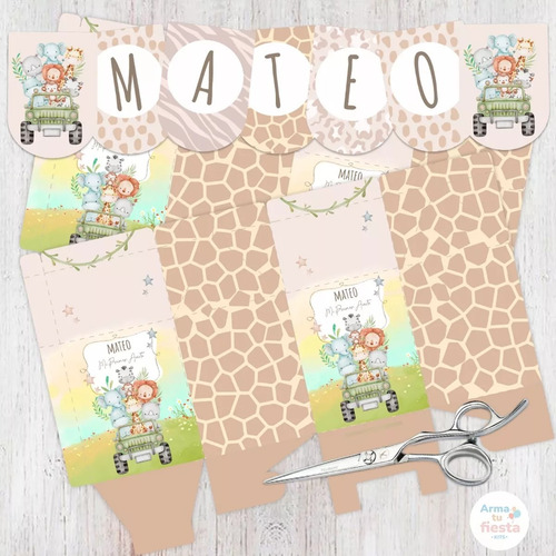 Kit Imprimible Animales Selva Safari Bebe Acuarela+obsequios