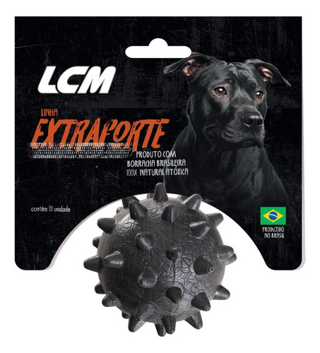 Brinquedo Cães Bola Com Cravo Maciça Extra Forte 65 Mm Cor Preta