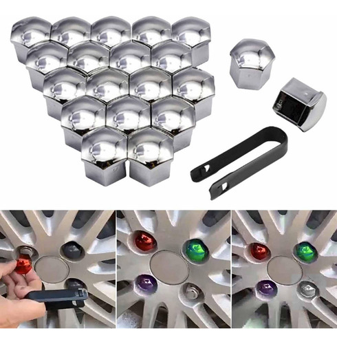 20 Piezas De Cubiertas De Tuercas De Rueda De Plata 17mm