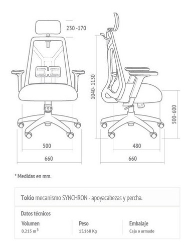 Imagen 4 de 4 de Sillon Tokio Gerencial Ergonómico Cabezal Oficina Kromo-s