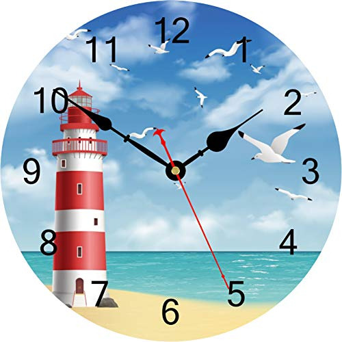 Reloj De Pared Faro Gaviota Océano, Relojes De Madera ...