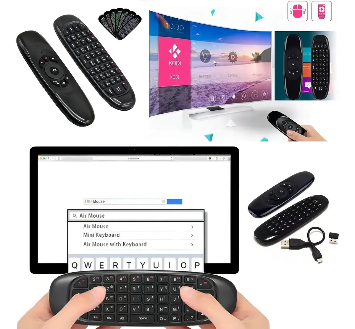 Air Mouse Mini Teclado Smart Controle Sem Fio 2.4 GHz Modelo KA-1999 Preto