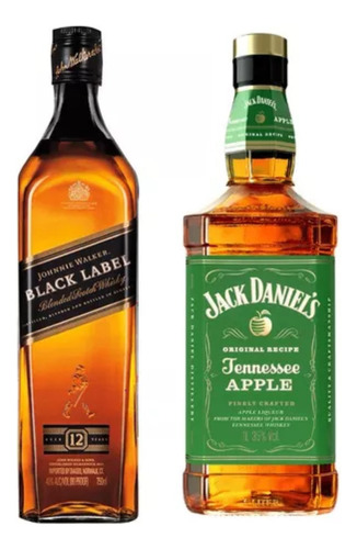 Whisky Johnnie Walker Black Label + Jack Daniel's Apple 1l