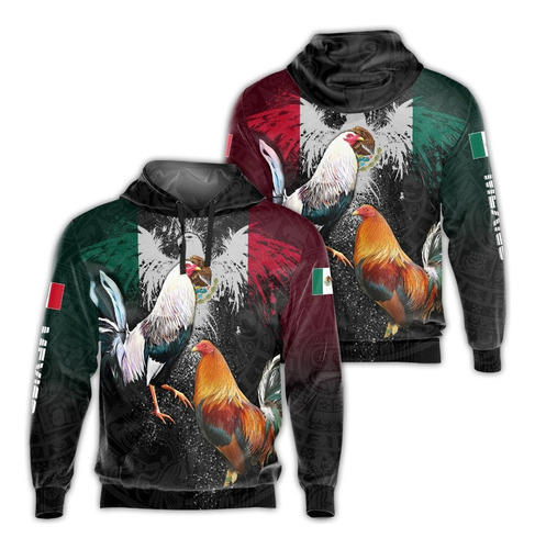 Sudadera Con Capucha T349 Con Estampado De Gallo Mexicano