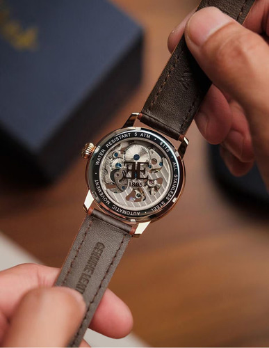 Reloj Automático Earnshaw Hombre Cornwall Roman Rose Gold Correa