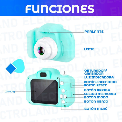 Imagen 4 de 10 de Cámara Digital Fotos Compacta Niños Recargable + Juegos 32g