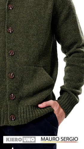 Imagen 4 de 8 de Cárdigan Lana Hombre Tejido Saco Campera Con Capucha Sweater