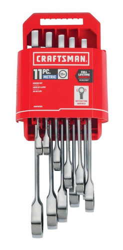 Imagen 1 de 6 de Juego 11 Llaves Combinadas Con Matraca Craftsman Cmmt87021