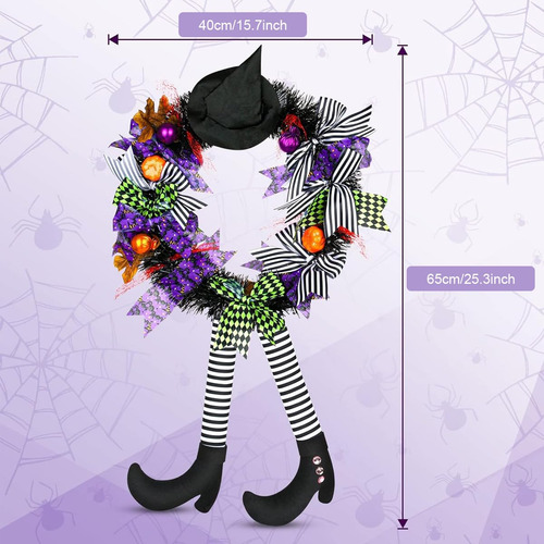 Corona De Halloween Para Puerta Con Patas De Bruja,
