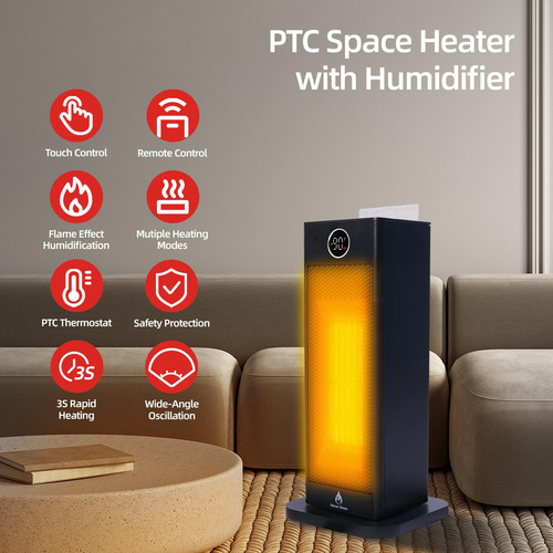 Calefactor 3 En 1 Con Humidificador Tecnología Cerámica Y Os