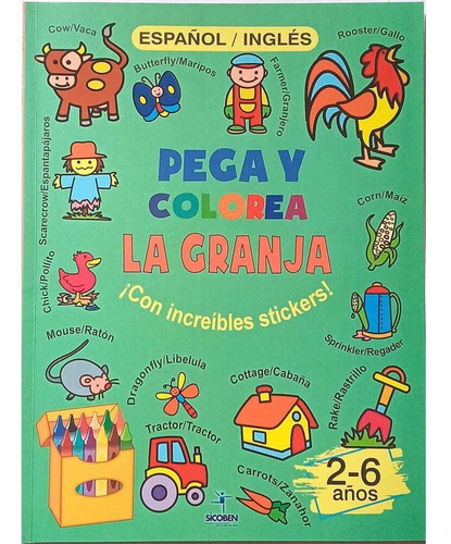 Libro Infantil De Stickers Y Colorear - Pega Color La Granja