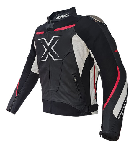 Chaqueta Cuero Arex Racer Neg/bco/rojo