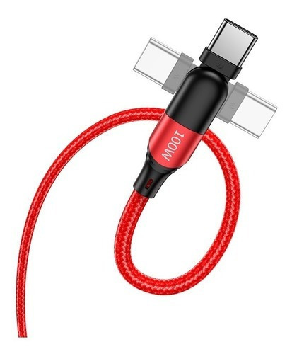 Cable Cargador De Datos: Tipo C-tipo C Hoco Flexible 180° Color Rojo