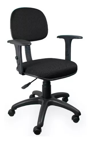 Cadeira de escritório Qualiflex Secretária com braço regulável 1420  preta com estofado de tecido