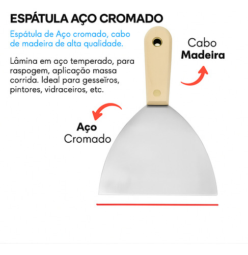 Espatula De Aço 5 Polegadas P/ Massa Corrida Gesso E Drywall