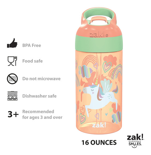 Zak Designs Botella De Agua Para Niños Riverside De 16 Oz Co