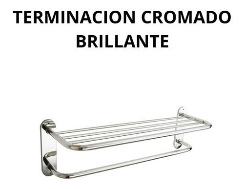 Imagen 4 de 9 de Toallero Baño Repisa Porta Toallas Metálico Cromo Estante