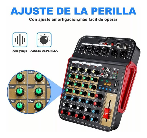 Audio Consola Mezclador Bluetooth Usb Mixer De 6 Canales