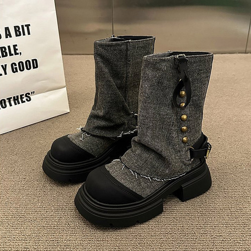 Botas Vaqueras De Alta Calidad A Media Pantorrilla For Muje