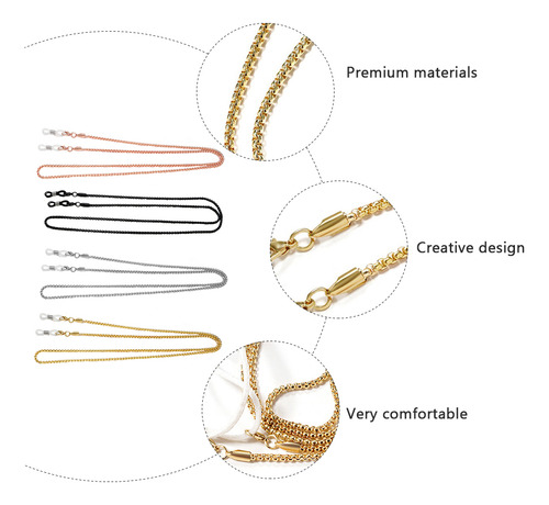 4 Piezas De Correa Para Gafas Creativas, Cadena De Gafas Chi
