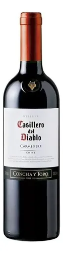 Vino tinto seco Carménère Casillero del Diablo Reserva bodega Concha y Toro 750 ml en estuche de caja