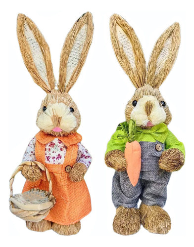 Figura De Conejito De Pascua Con 2 Pajitas Para Decoración D