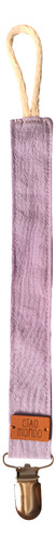 Porta Chupete Tela Algodón Liso Con Broche Ciao Mondo Lila Liso