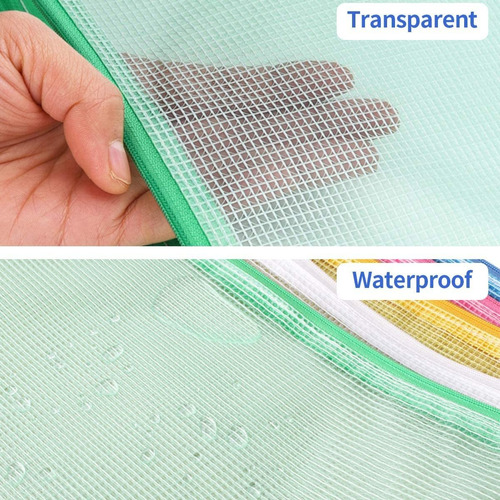 Mesh Clear Zipper Pouch - Letter Size Waterproof Document Po