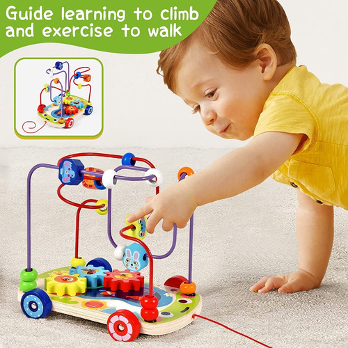 Juguete Madera Motricidad Arrastre Con Laberinto Montessori
