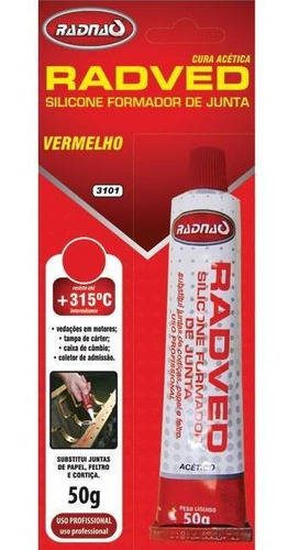 Adesivo Slicone Alta Em Temperatura Vermelho 50g