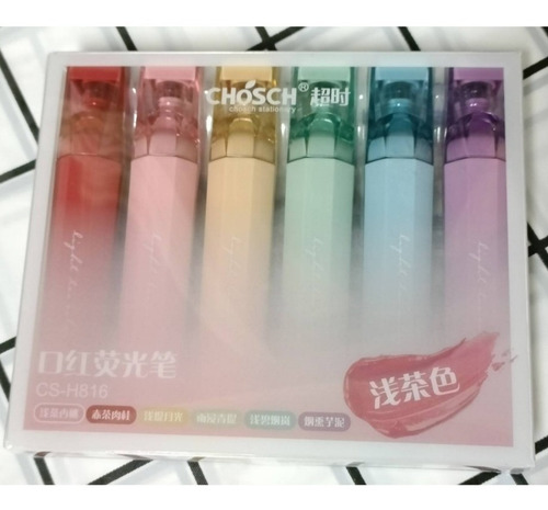 Chosch 6 Resaltadores Colores Retro Vintage Lápiz Labial