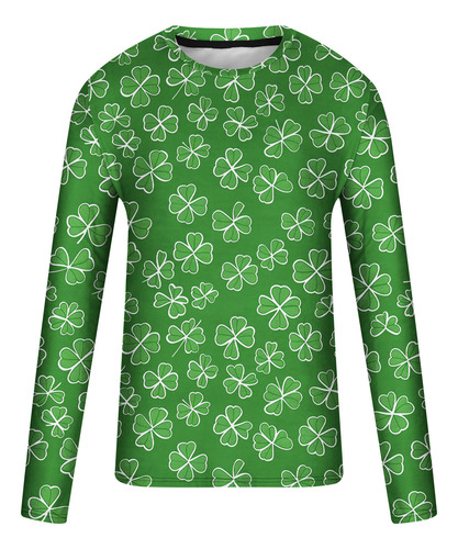 Blusa En T Estampada De Moda Para Hombre Con Cuello Redondo