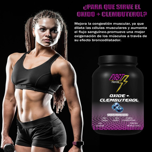 Óxido Nítrico + Clembuterol Fast Suplement 1kg 200 Serv Mora Azul