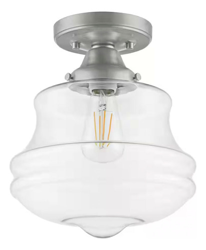 Lampara De Techo Semiempotrable 10'' Vintage Moderna 60w Estructura Plateado
