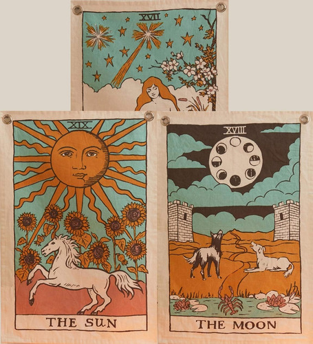 Tapiz De Bandera Del Tarot - Sol, Luna Y Estrella - Tap...