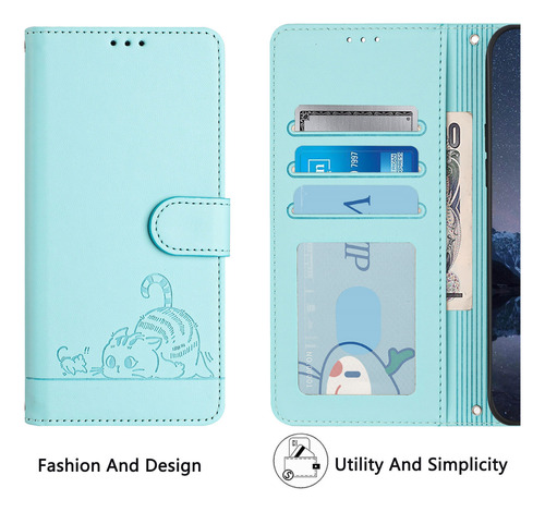 Bonita Funda De Piel De Gato Para Vivo S19 5g/s19 Pro 5g Con Función Atril, Tipo Cartera