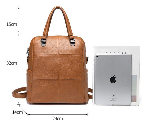 Mochila Antirrobo Impermeable De Cuero Genuino Para Mujer