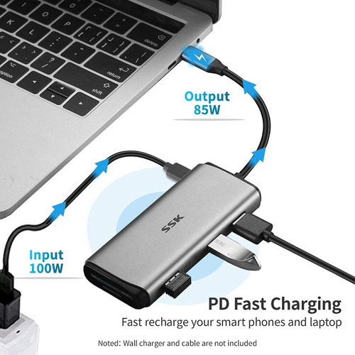 Imagen 4 de 8 de Adaptador Usb-c - 3 Port Usb + Hdmi + Sd + Msd + Pd - Pc/mac