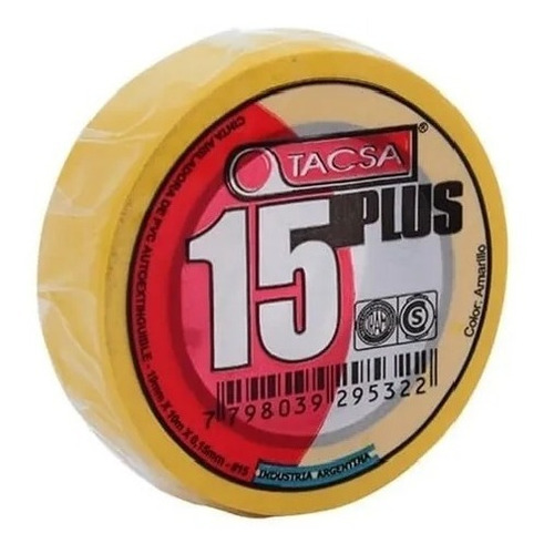 Cinta Aisladora Pvc 15 Plus De 20mts Amarillo Tacsa