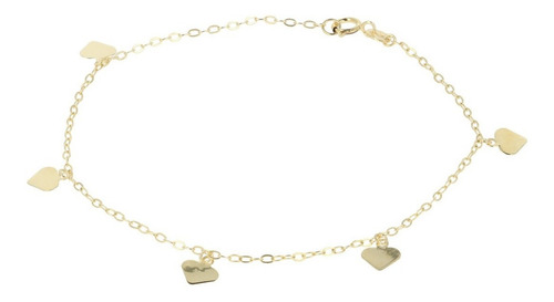 Imagen 3 de 5 de Pulsera Corazones Colgando, 10k Oro, 0.7 Gramos.