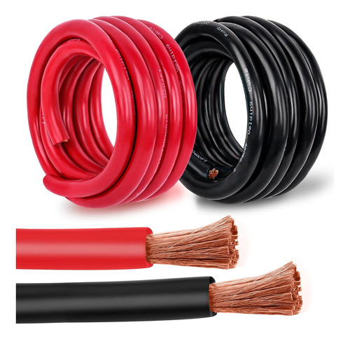 Cable De Batería De  2, Cable De Cobre, 10 Pies Rojo  10 Pie