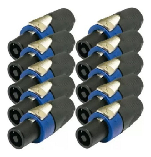 10 Plug Speakon Tipo Neutrik Para 4 Vias Con Seguro